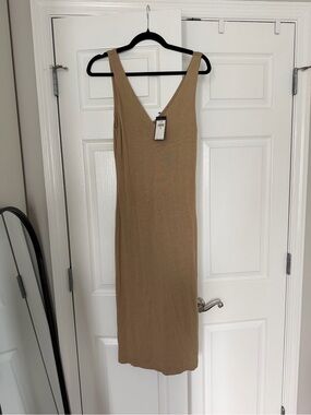 Ralph Lauren Sleeveless V-Neck Midi Dress in Camel
